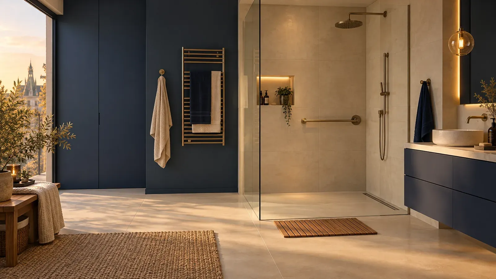 Douche de plain-pied extra-plate, illustration 3D